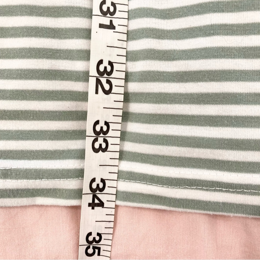 Striped T-shirt dress green and white with pockets Merokeety summer casual - Picture 13 of 14